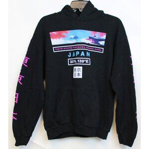 Gildan Black Japan Hoodie Travel Beauty Arm Japanese Characters Mountain Tokyo